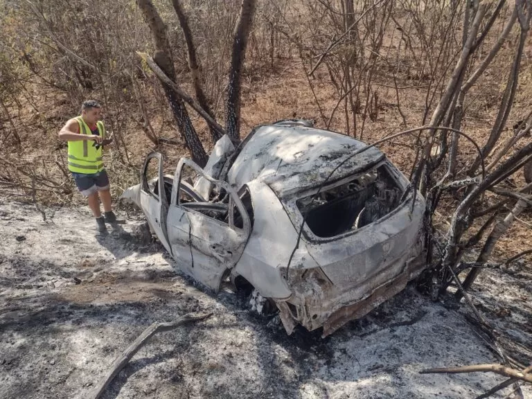Conselheiro tutelar morre carbonizado após carro bater em árvore na BR-412, na Paraíba