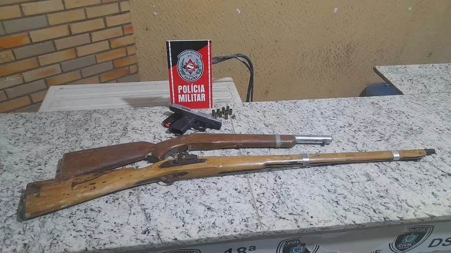 Polícia Militar apreende três armas de fogo no sítio Jenipapo dos Lúcios, zona rural de são Bento