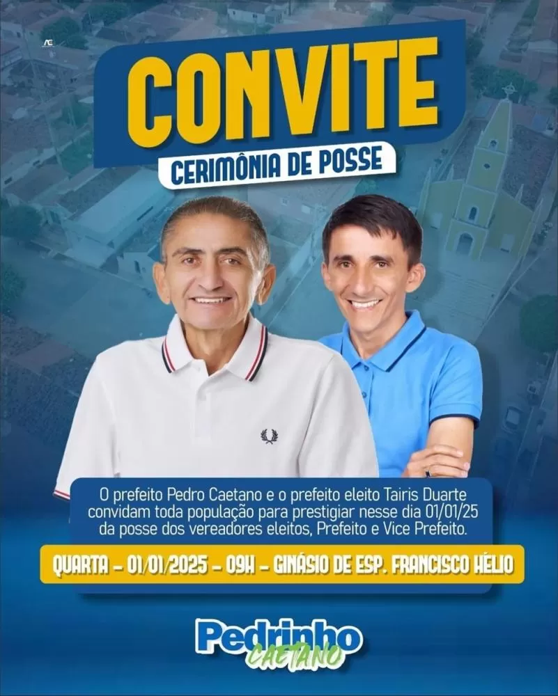 Posse dos eleitos em Bom Sucesso (PB), acontece na manhã desta quarta (dia 1º), no Ginásio de Esportes