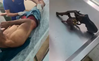 Suspeito armado de revolver é baleado ao agir abordagem policial, neste domingo (5)