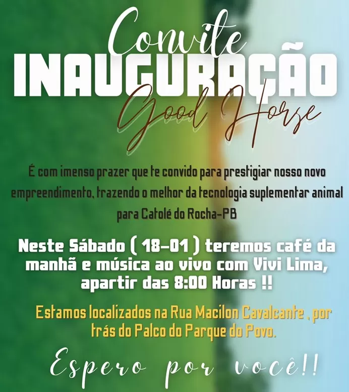 Good Horse Company Rações e Suplementos para animais de grande porte, será inaugurada neste sábado (18)