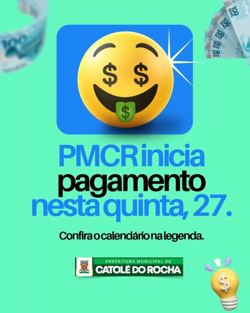 Prefeitura de Catolé do Rocha anuncia pagamento da folha de março; Confira o calendário