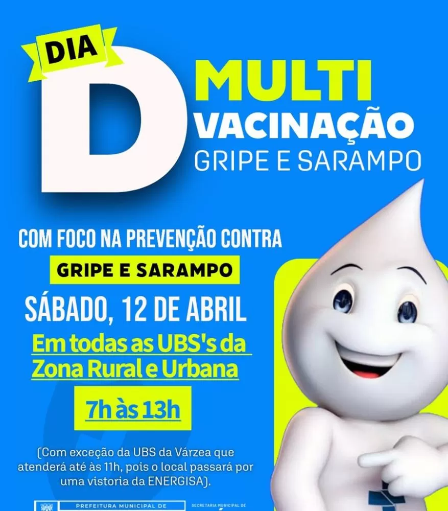 É HOJE! ‘Dia D’ de multivacinação acontece hoje em Catolé do Rocha e nos demais 222 municípios da Paraíba