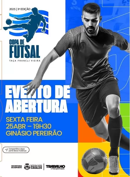 Abertura da Copa de Futsal 'Taça Francli Vieira' em Riacho dos Cavalos, será nesta sexta-feira (25)