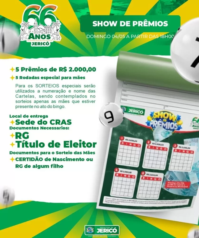 Prefeitura de Jericó realiza na noite deste domingo (4), mais um Super Show de Prêmios da Sorte 