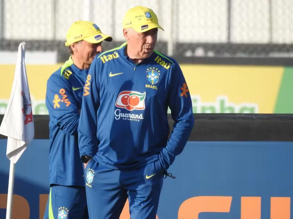 Carlo Ancelotti comanda primeiro treino da seleção brasileira com grupo ainda incompleto