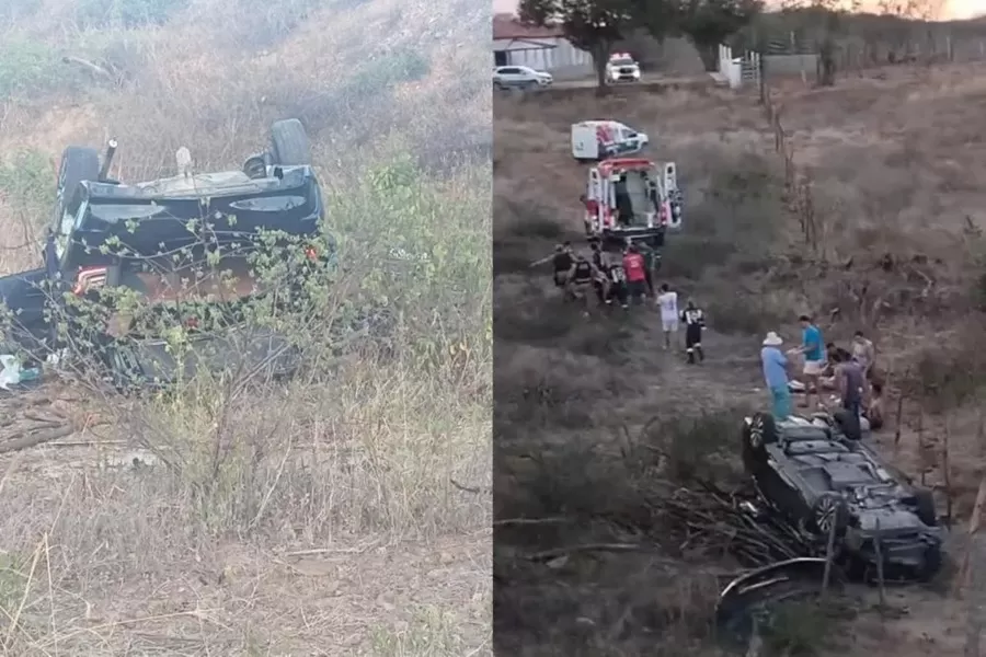 Acidente com capotamento deixa cinco pessoas feridas na PB-306, em Matureia