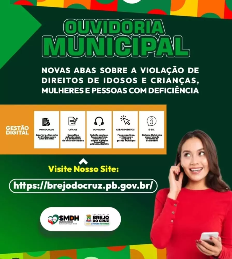 Ouvidoria de Brejo do Cruz agora com novas abas sobre a violação de direitos de idosos, crianças, mulheres e pessoas com deficiência