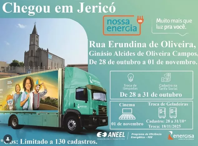 Em Jericó, começa hoje e vai até aproxima sexta, o Projeto Nossa Energia, para troca de refrigeradores