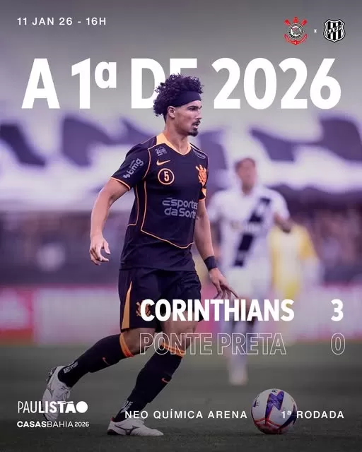 Em ritmo de pré-temporada, Corinthians derrota a Ponte Preta na estreia do Campeonato Paulista