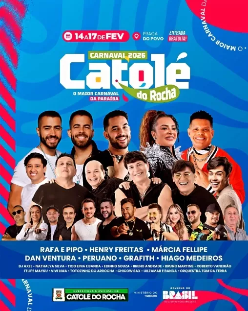 Prefeitura de Catolé do Rocha divulga bandas e toda a estrutura do Carnaval 2026