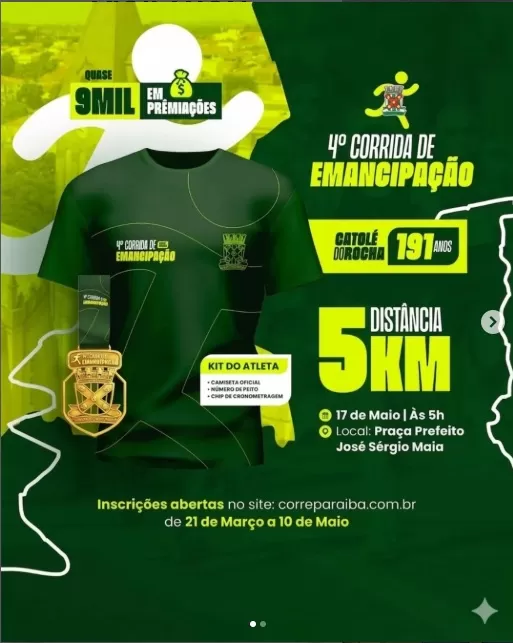 Prefeitura de Catolé do Rocha define programação da 4ª Corrida de Emancipação Política do Município