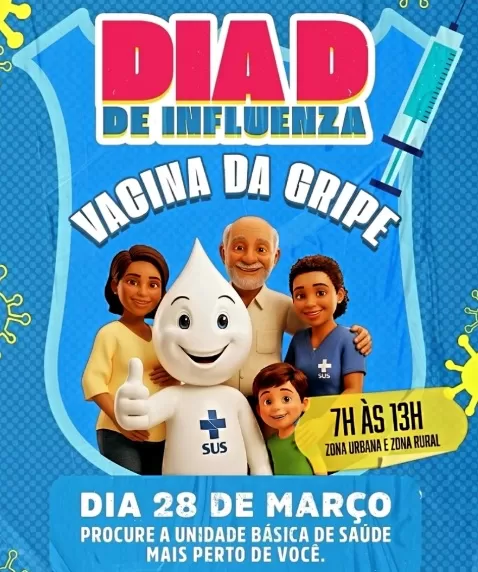 Secretaria de Saúde de Catolé do Rocha realiza neste sábado (28) Dia D de Vacinação contra a Influenza