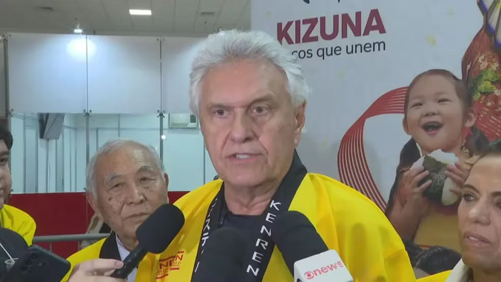 Ronaldo Caiado concede entrevista a jornalistas em São Paulo — Foto: Reprodução/GloboNews